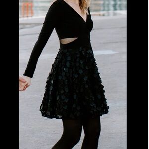 Aqua Black Textured Mini Dress
